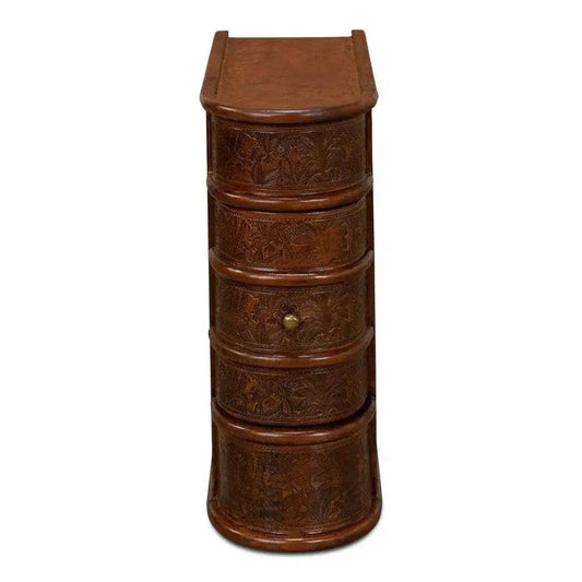 Sarreid Barnes Leather Book Side Table