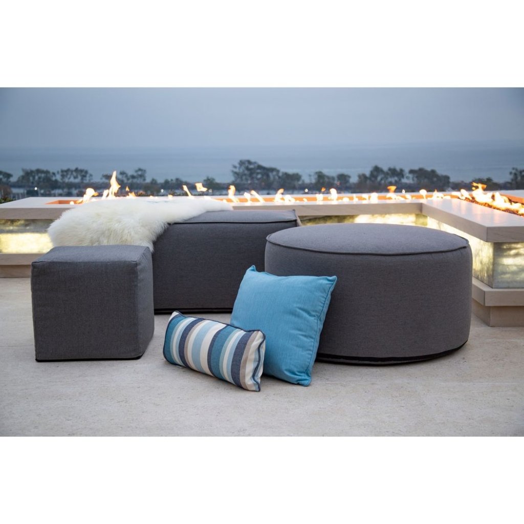 Bazaar Sunbrella Weatherproof Outdoor Pouf - LOOMLAN - Sunset West - Poufs and Stools