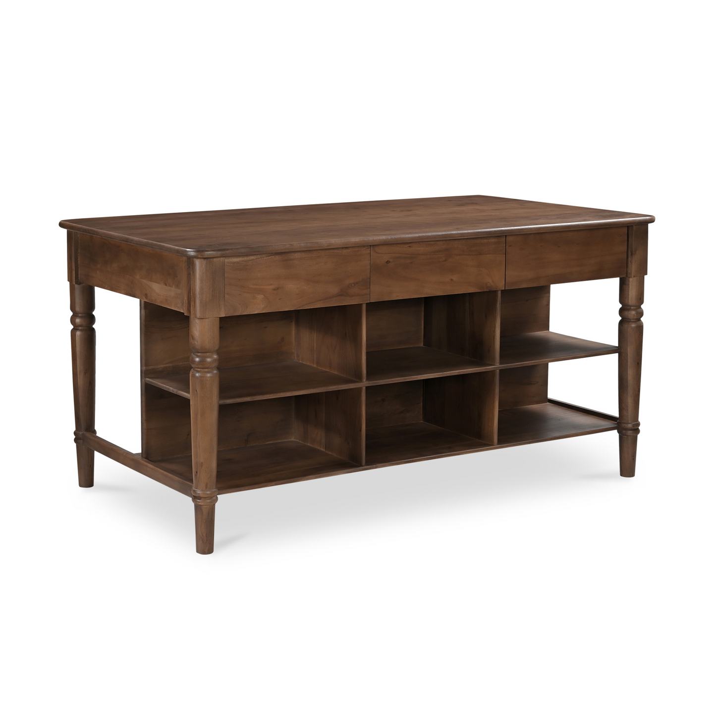 Russet Kitchen Island Brown Acacia Wood Counter Table