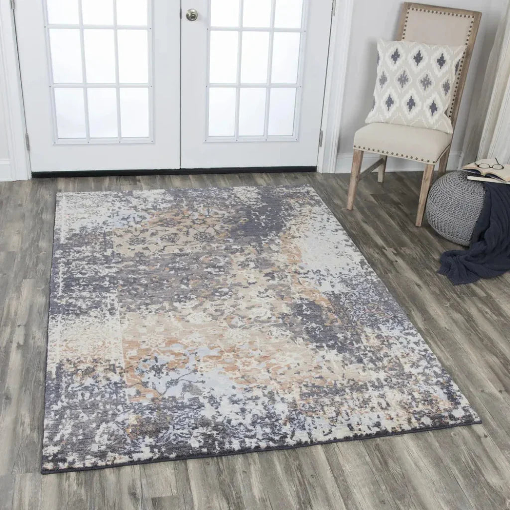 Dime Floral Rust Large Area Rugs For Living Room -- rust