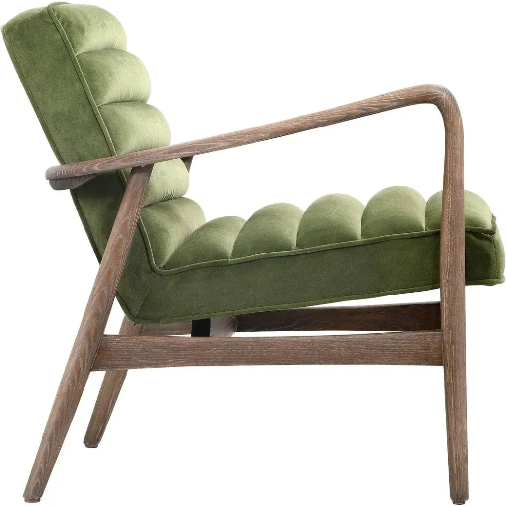 Anderson Performance Fabric Fiber & Wood Green Armchair -- view 3