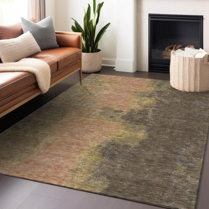 Iriion Brown Washable Indoor-Outdoor Rug -- brown