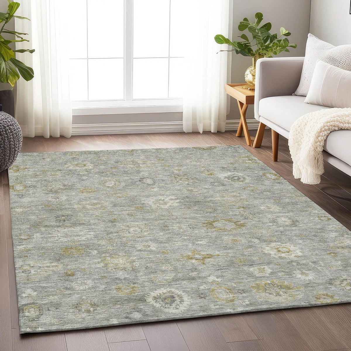 Laeara Gray Washable Indoor-Outdoor Rug -- gray