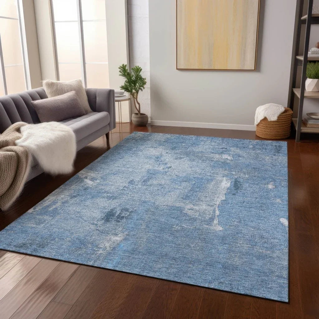 Aria Blue Washable Indoor-Outdoor Rug-Outdoor Rugs-LOOMLAN Rugs-LOOMLAN