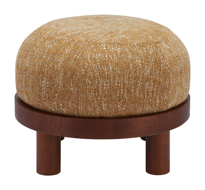 Gome Wood Oat Yellow Ottoman