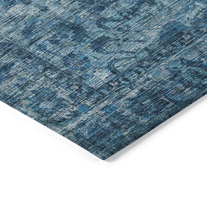 Iriira Blue Washable Indoor-Outdoor Rug