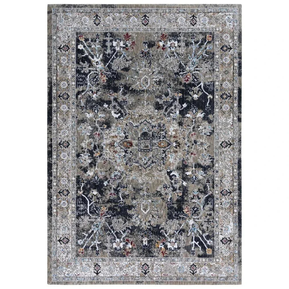 Dika Medallion Charcoal Large Area Rugs For Living Room