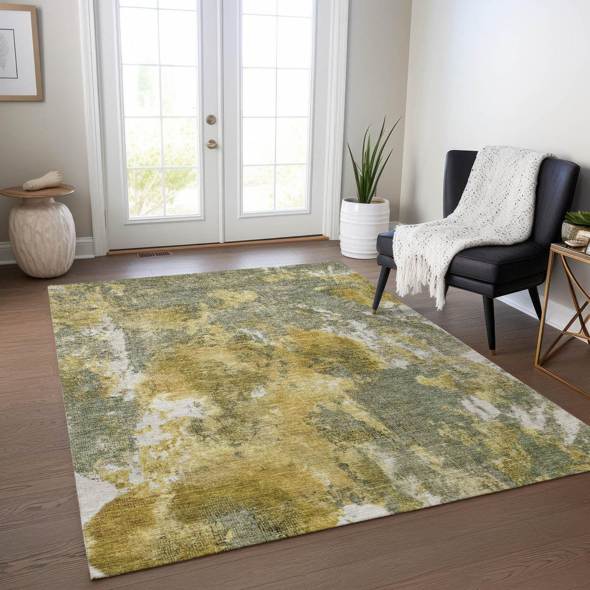 Jaelion Brown Washable Indoor-Outdoor Rug -- brown