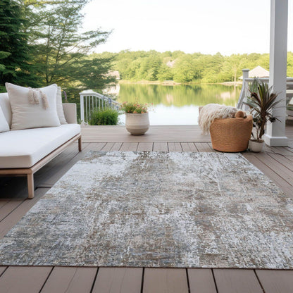 Kaelion Brown Washable Indoor-Outdoor Rug