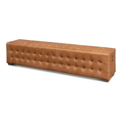 Sarreid Beam Bench Tufted Leather