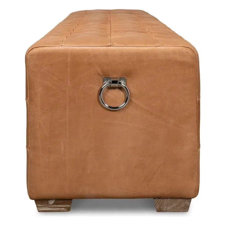 Sarreid Beam Bench Tufted Leather