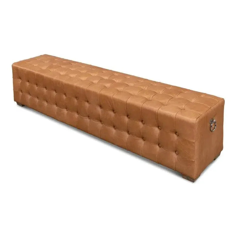 Sarreid Beam Bench Tufted Leather