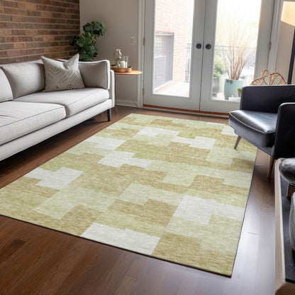 Flowing Harmony Beige Washable Indoor-Outdoor Rug