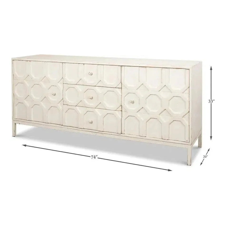 Becket Sideboard Antique White Buffet for Dining Room - LOOMLAN - Sarreid - Sideboards