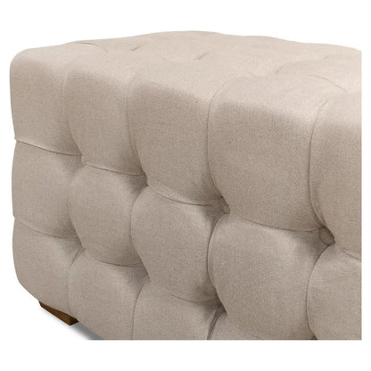 Sarreid Bedroom Beam Bench Tufted Beige Linen
