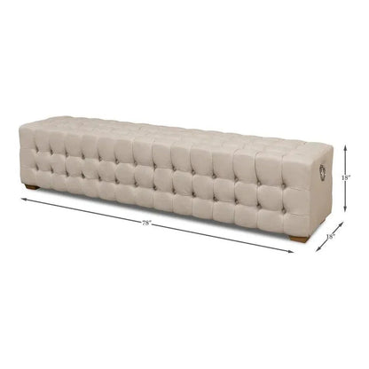 Sarreid Bedroom Beam Bench Tufted Beige Linen