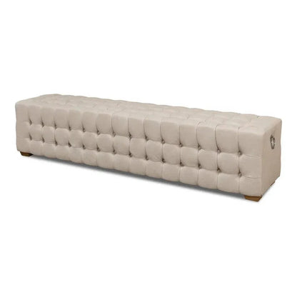 Sarreid Bedroom Beam Bench Tufted Beige Linen