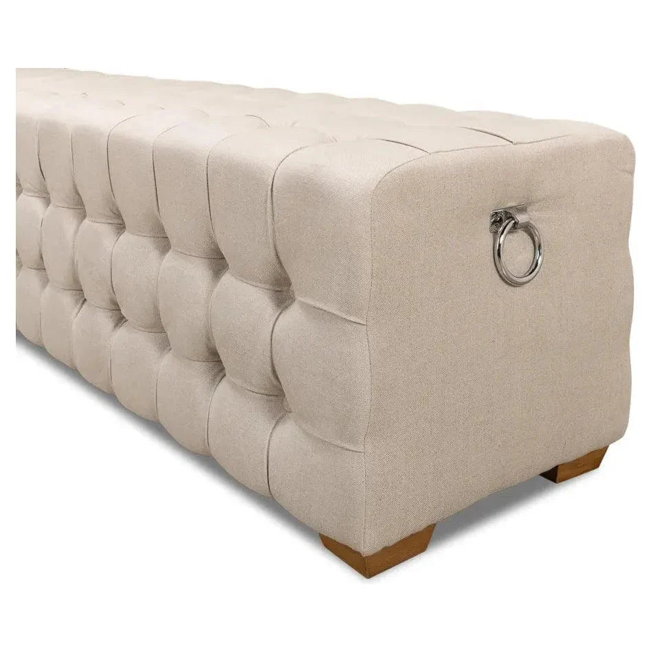 Sarreid Bedroom Beam Bench Tufted Beige Linen