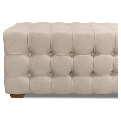 Sarreid Bedroom Beam Bench Tufted Beige Linen
