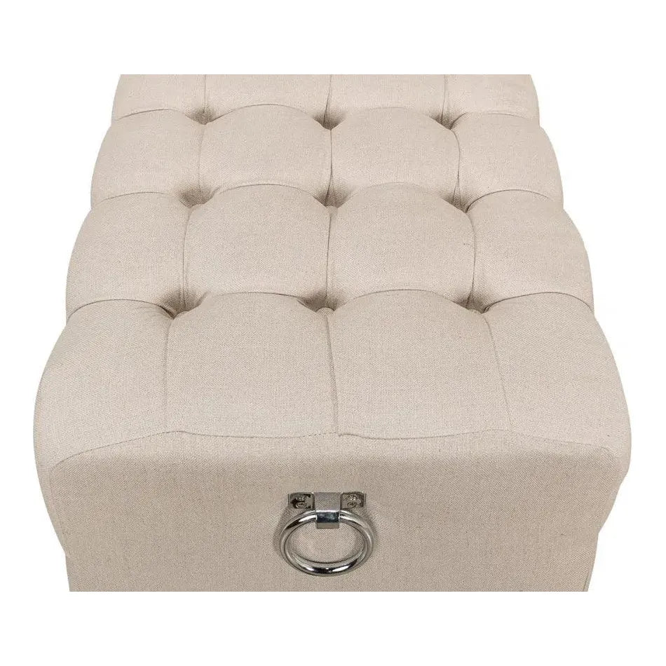 Sarreid Bedroom Beam Bench Tufted Beige Linen