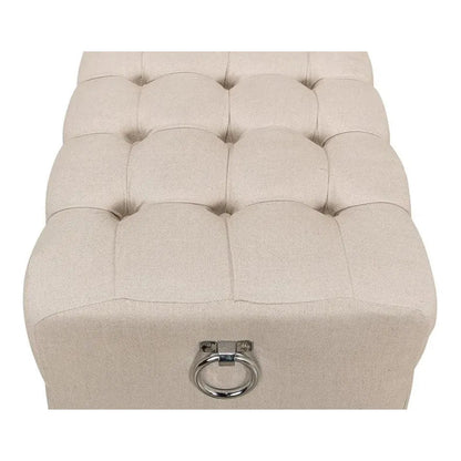 Sarreid Bedroom Beam Bench Tufted Beige Linen