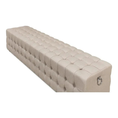 Sarreid Bedroom Beam Bench Tufted Beige Linen