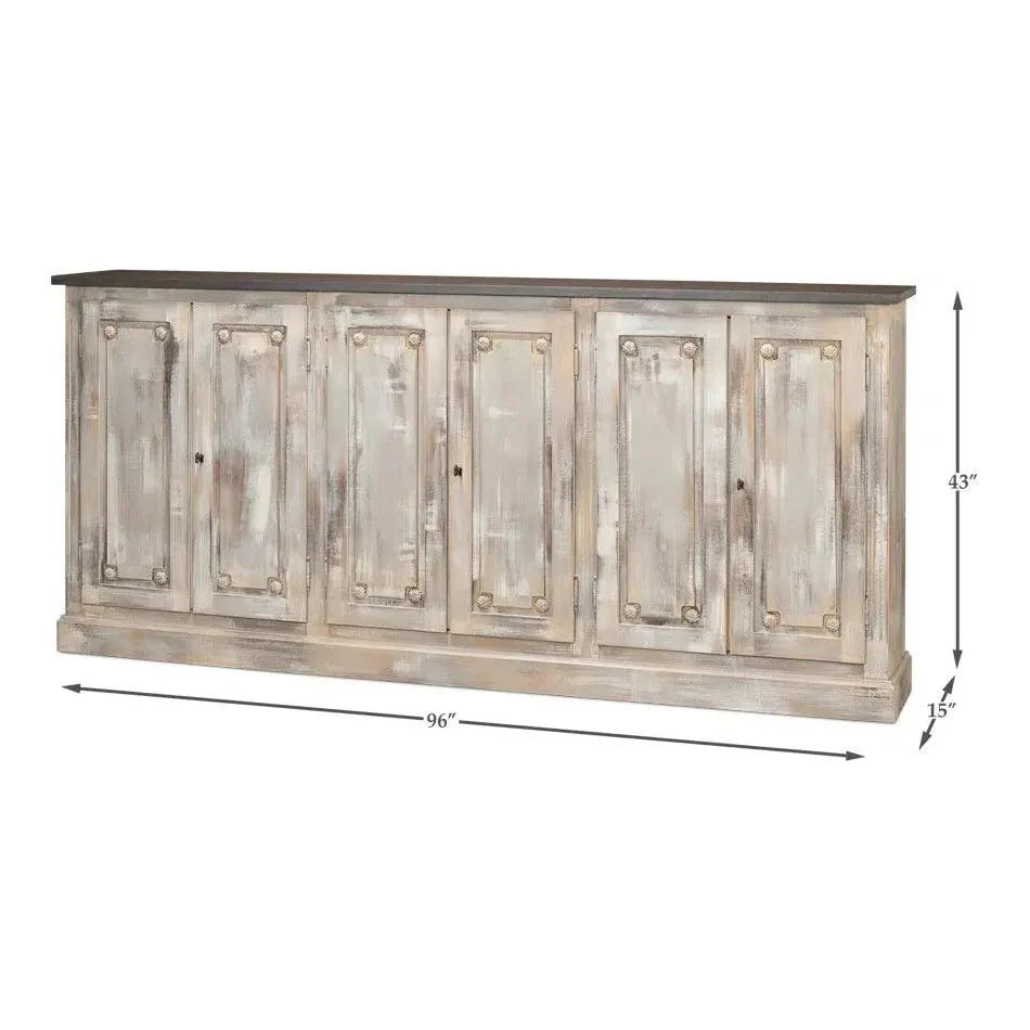 Bellagio Sideboard 96" Grey Oak Stn Grey - LOOMLAN - Sarreid - Sideboards