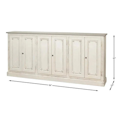 Bellagio Sideboard 96" White Grey - LOOMLAN - Sarreid - Sideboards