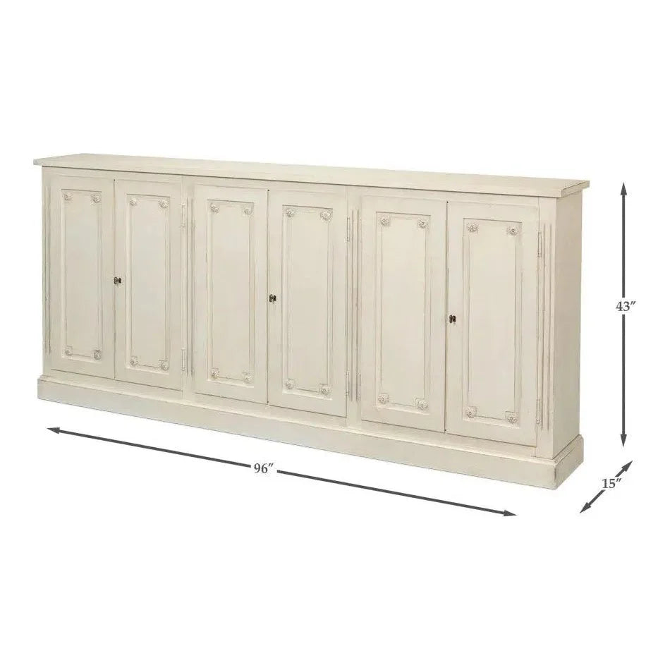 Bellagio Sideboard 96" White White - LOOMLAN - Sarreid - Sideboards