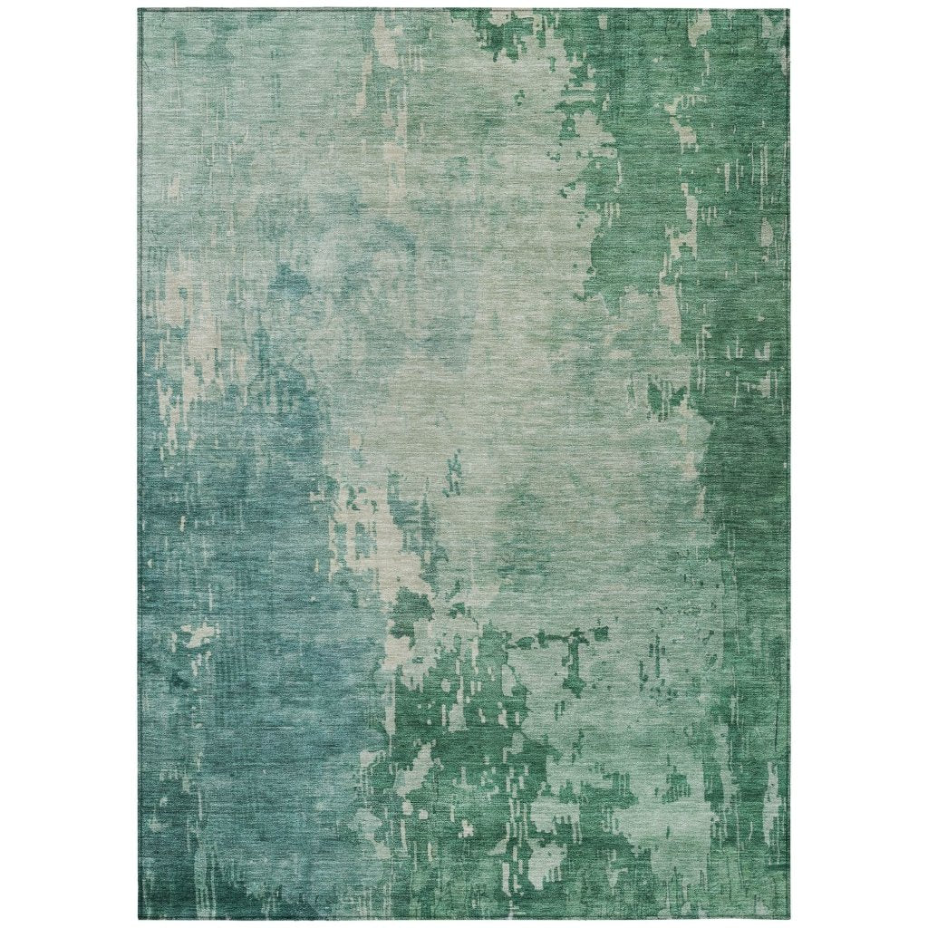 LOOMLAN Rugs Bellatrix Green Washable Indoor-Outdoor Rug