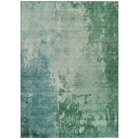 LOOMLAN Rugs Bellatrix Green Washable Indoor-Outdoor Rug