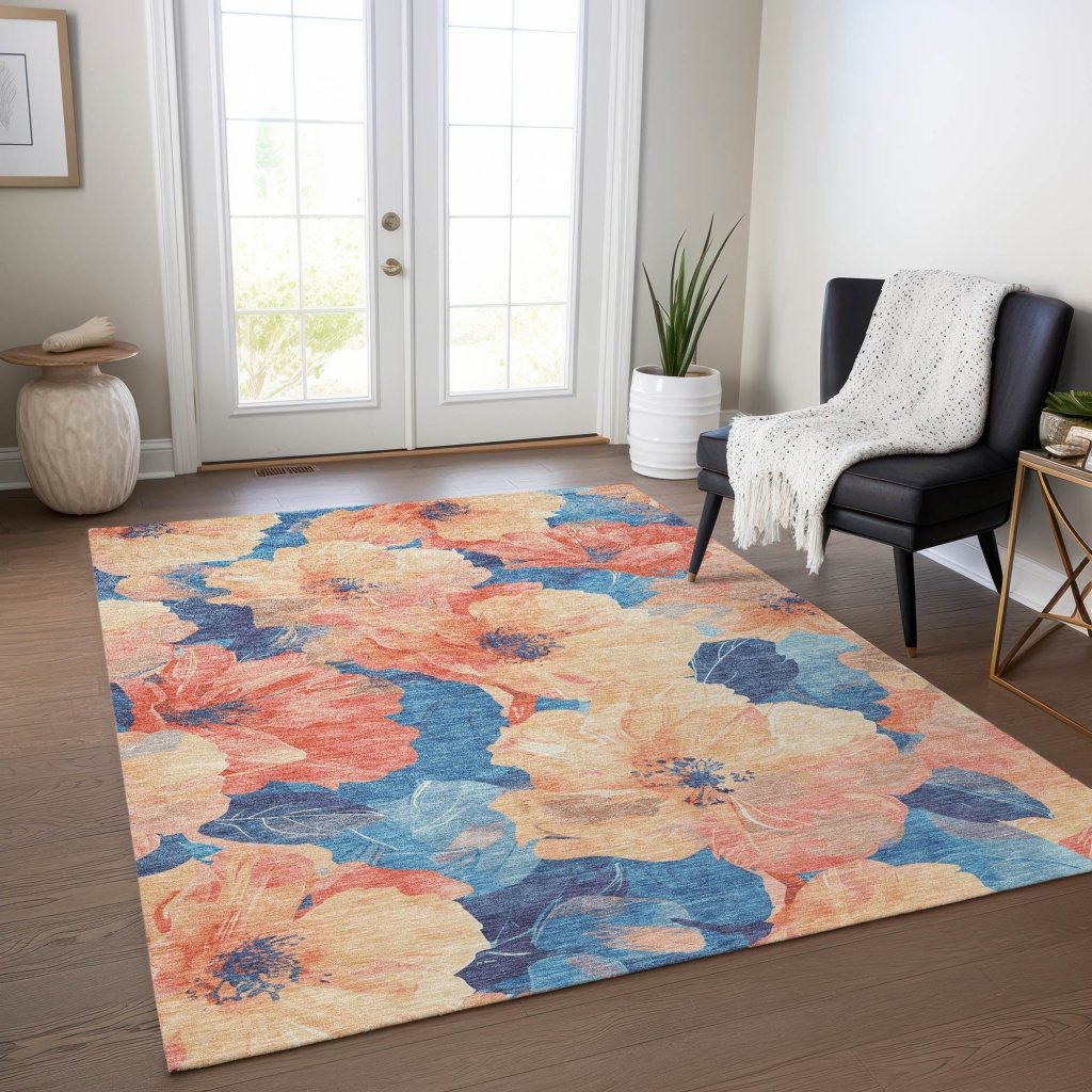 LOOMLAN Rugs Bellavor Orange Washable Indoor-Outdoor Rug
