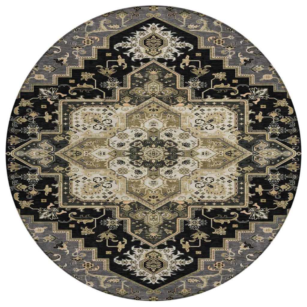 LOOMLAN Rugs Bellaya Black Washable Indoor-Outdoor Rug