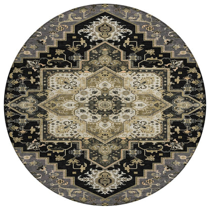 LOOMLAN Rugs Bellaya Black Washable Indoor-Outdoor Rug