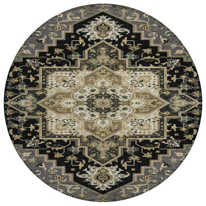 LOOMLAN Rugs Bellaya Black Washable Indoor-Outdoor Rug