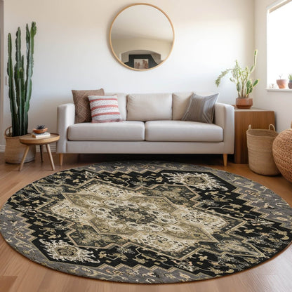 LOOMLAN Rugs Bellaya Black Washable Indoor-Outdoor Rug