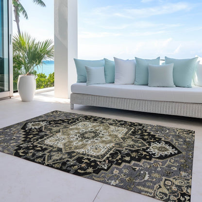LOOMLAN Rugs Bellaya Black Washable Indoor-Outdoor Rug