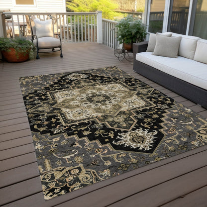 LOOMLAN Rugs Bellaya Black Washable Indoor-Outdoor Rug