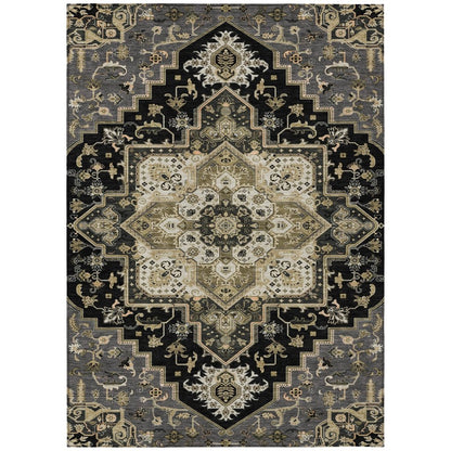 LOOMLAN Rugs Bellaya Black Washable Indoor-Outdoor Rug