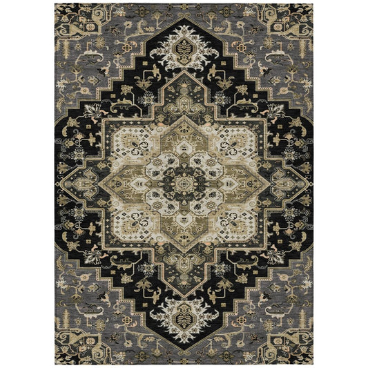 LOOMLAN Rugs Bellaya Black Washable Indoor-Outdoor Rug