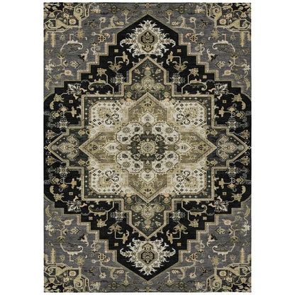 LOOMLAN Rugs Bellaya Black Washable Indoor-Outdoor Rug
