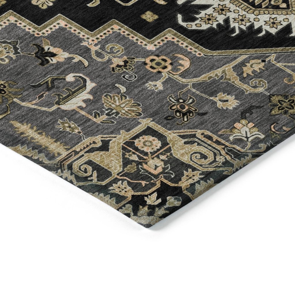LOOMLAN Rugs Bellaya Black Washable Indoor-Outdoor Rug