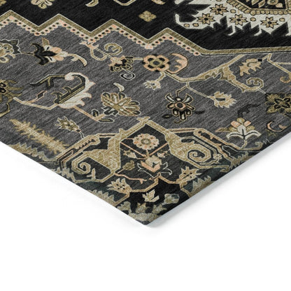 LOOMLAN Rugs Bellaya Black Washable Indoor-Outdoor Rug