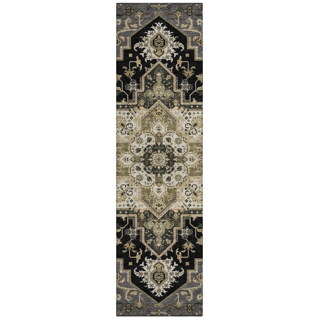 LOOMLAN Rugs Bellaya Black Washable Indoor-Outdoor Rug