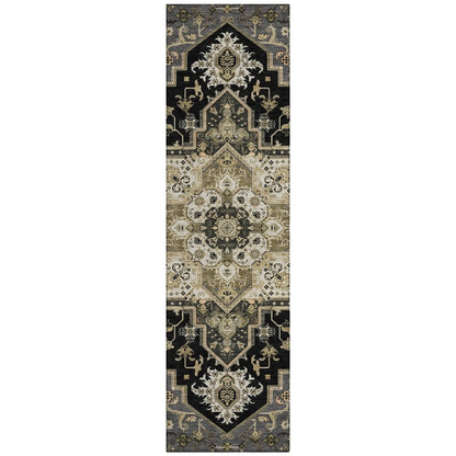 LOOMLAN Rugs Bellaya Black Washable Indoor-Outdoor Rug