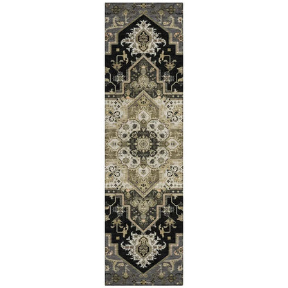 LOOMLAN Rugs Bellaya Black Washable Indoor-Outdoor Rug