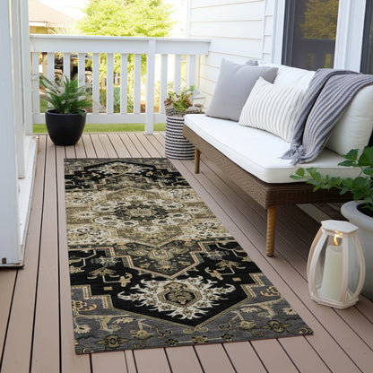 LOOMLAN Rugs Bellaya Black Washable Indoor-Outdoor Rug