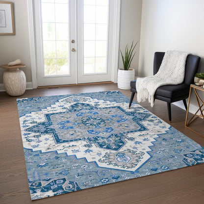 LOOMLAN Rugs Bellaya Blue Washable Indoor-Outdoor Rug