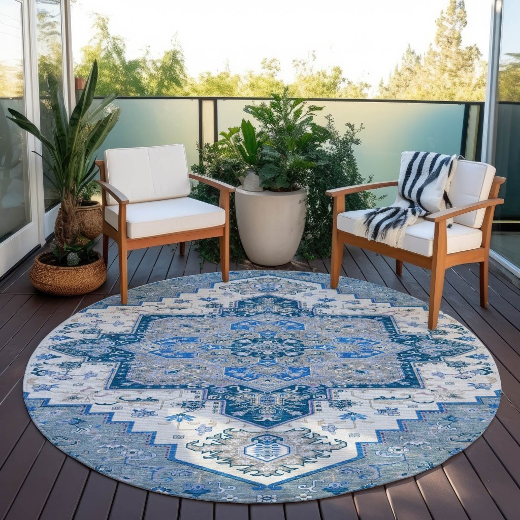 LOOMLAN Rugs Bellaya Blue Washable Indoor-Outdoor Rug
