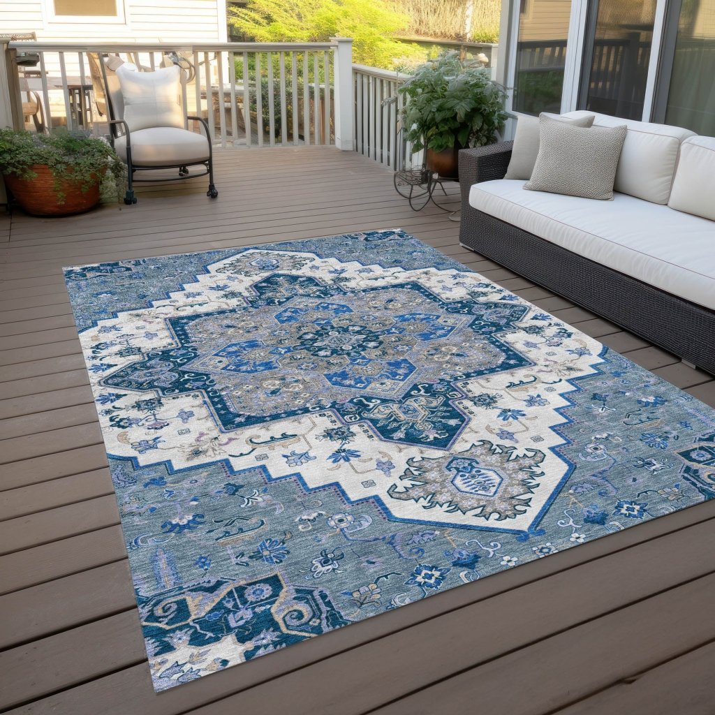 LOOMLAN Rugs Bellaya Blue Washable Indoor-Outdoor Rug